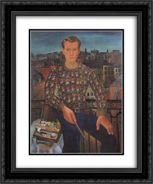 Self-portrait 20x24 Black Ornate Wood Framed Art Print Poster with Double Matting by Wood, Christopher