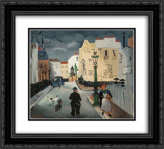 Street in Paris 22x20 Black Ornate Wood Framed Art Print Poster with Double Matting by Wood, Christopher