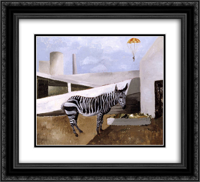 Zebra and Parachute 22x20 Black Ornate Wood Framed Art Print Poster with Double Matting by Wood, Christopher