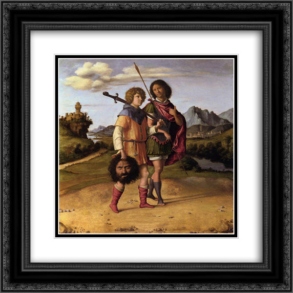 David and Jonathan 20x20 Black Ornate Wood Framed Art Print Poster with Double Matting by Cima da Conegliano