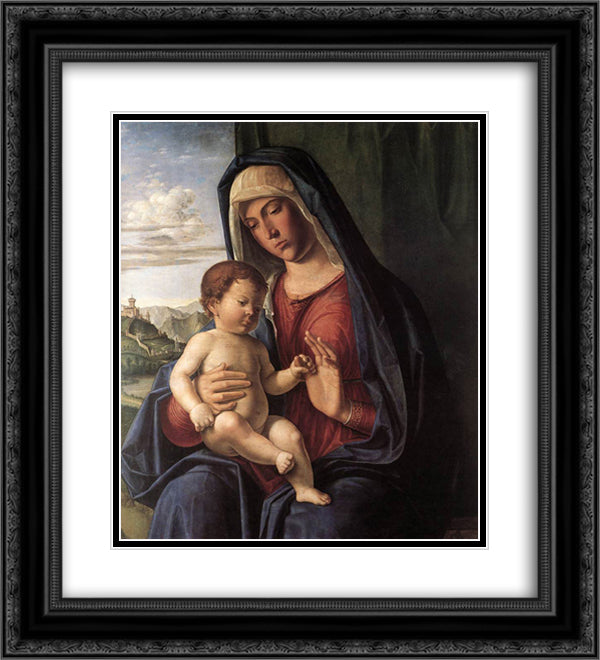 Madonna and Child 20x22 Black Ornate Wood Framed Art Print Poster with Double Matting by Cima da Conegliano