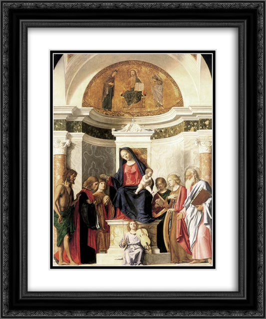 Madonna Enthroned with the Child 20x24 Black Ornate Wood Framed Art Print Poster with Double Matting by Cima da Conegliano