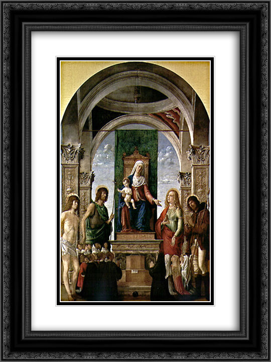 Sacred Conversation 18x24 Black Ornate Wood Framed Art Print Poster with Double Matting by Cima da Conegliano