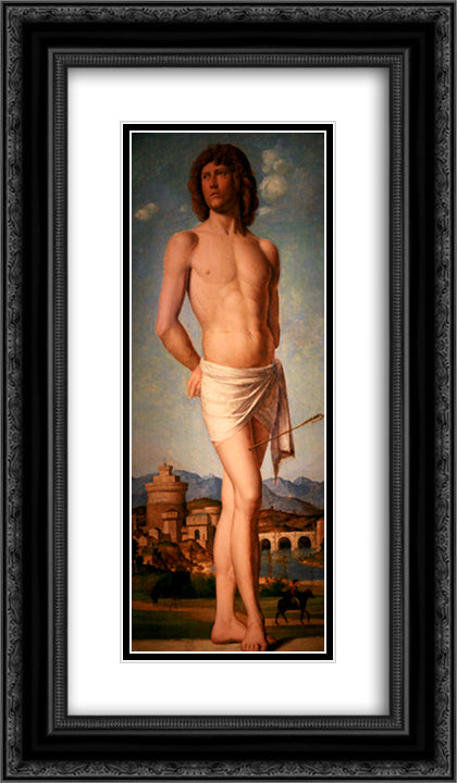 Saint Sebastian 14x24 Black Ornate Wood Framed Art Print Poster with Double Matting by Cima da Conegliano