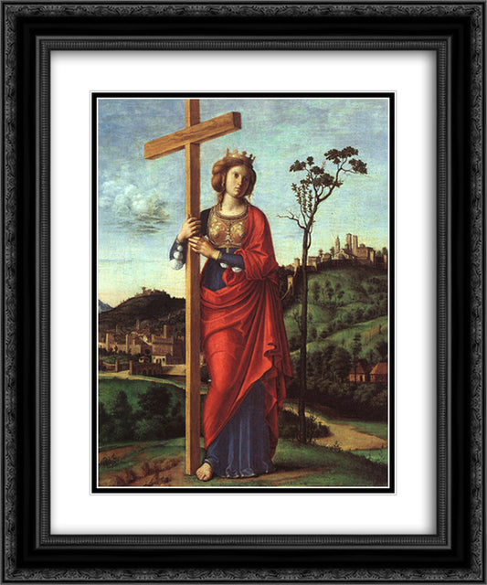 St. Helena 20x24 Black Ornate Wood Framed Art Print Poster with Double Matting by Cima da Conegliano