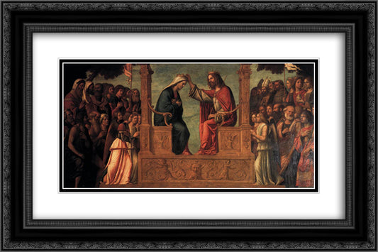 The Coronation of the Virgin 24x16 Black Ornate Wood Framed Art Print Poster with Double Matting by Cima da Conegliano