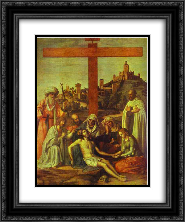 The Deposition 20x24 Black Ornate Wood Framed Art Print Poster with Double Matting by Cima da Conegliano