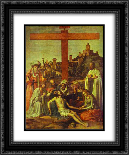 The Deposition 20x24 Black Ornate Wood Framed Art Print Poster with Double Matting by Cima da Conegliano