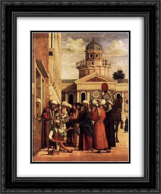 The Healing of Anianus 20x24 Black Ornate Wood Framed Art Print Poster with Double Matting by Cima da Conegliano