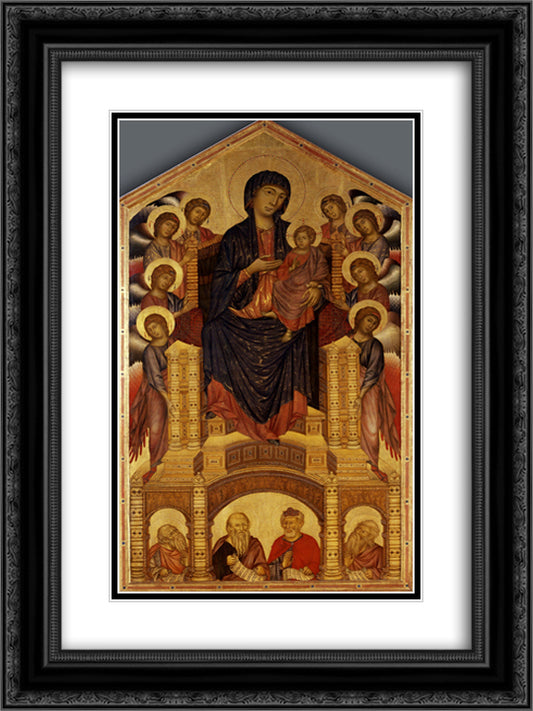 Madonna and Child Enthroned (Maesta) 18x24 Black Ornate Wood Framed Art Print Poster with Double Matting by Cimabue