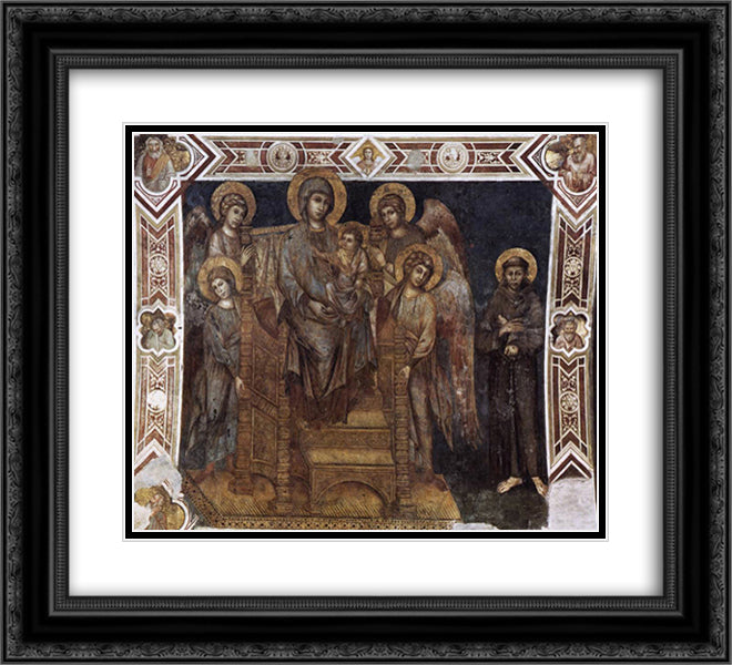 Madonna Enthroned with the Child, St. Francis and Four Angels 22x20 Black Ornate Wood Framed Art Print Poster with Double Matting by Cimabue