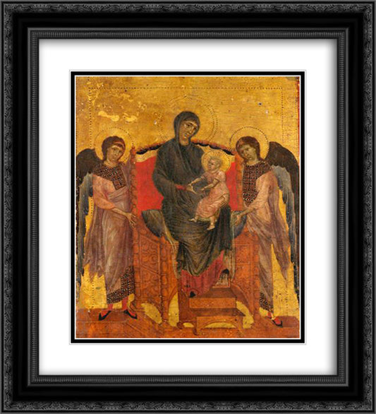 The Virgin and Child Enthroned with Two Angels 20x22 Black Ornate Wood Framed Art Print Poster with Double Matting by Cimabue