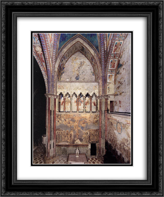 View of the frescoes in the left transept 20x24 Black Ornate Wood Framed Art Print Poster with Double Matting by Cimabue