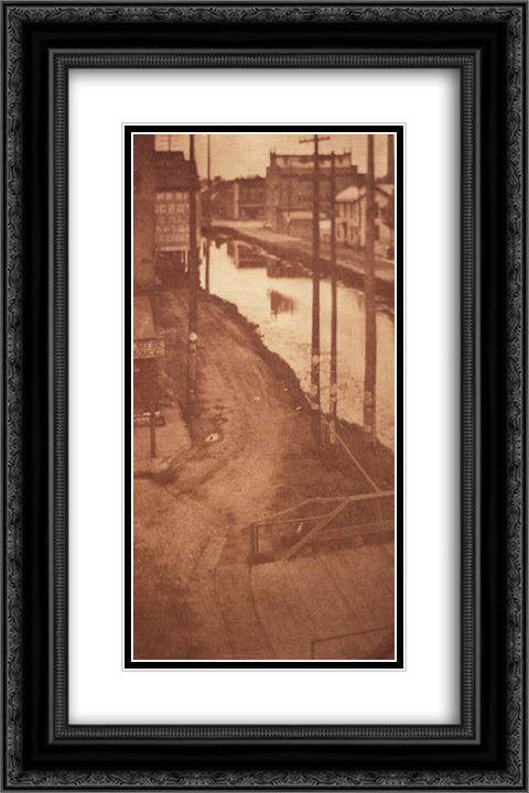 Telegraph Poles 16x24 Black Ornate Wood Framed Art Print Poster with Double Matting by White, Clarence