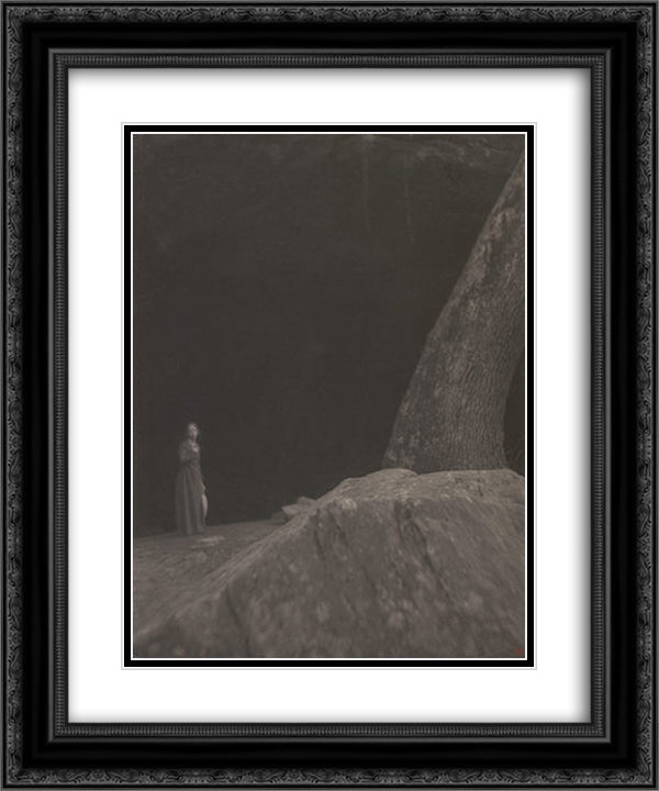 The Cave 20x24 Black Ornate Wood Framed Art Print Poster with Double Matting by White, Clarence