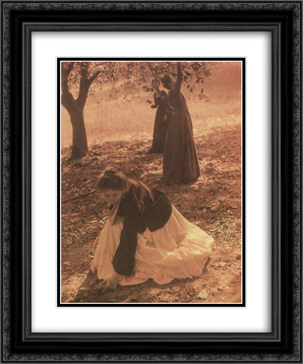 The Orchard 20x24 Black Ornate Wood Framed Art Print Poster with Double Matting by White, Clarence