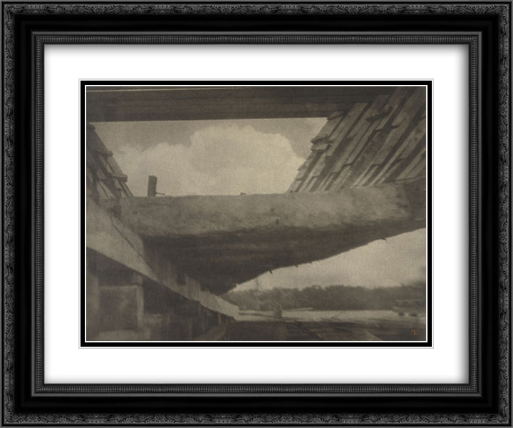 The Skeleton of the Ship, Bath, Maine 24x20 Black Ornate Wood Framed Art Print Poster with Double Matting by White, Clarence