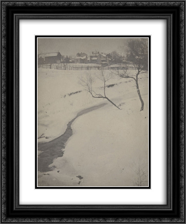 Winter Landscape, Newark, Ohio 20x24 Black Ornate Wood Framed Art Print Poster with Double Matting by White, Clarence