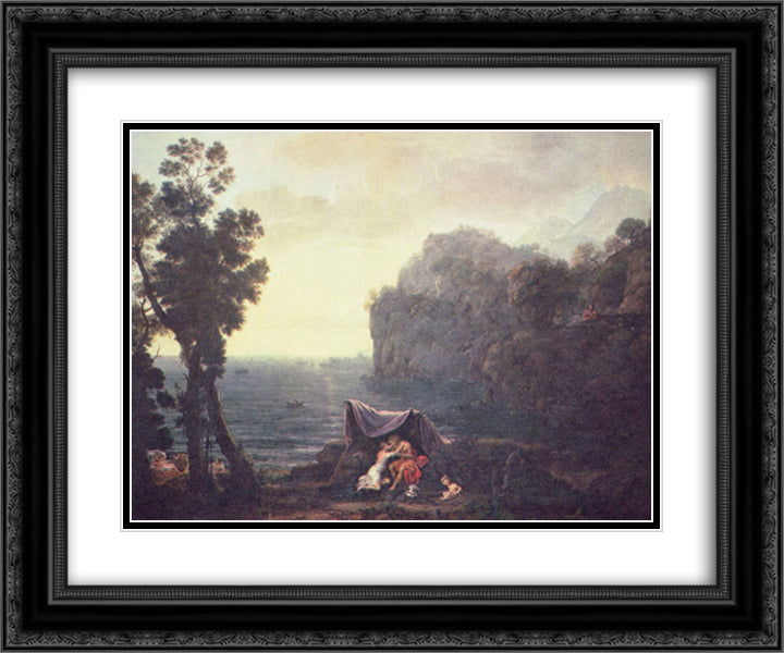 Acis and Galatea 24x20 Black Ornate Wood Framed Art Print Poster with Double Matting by Lorrain, Claude