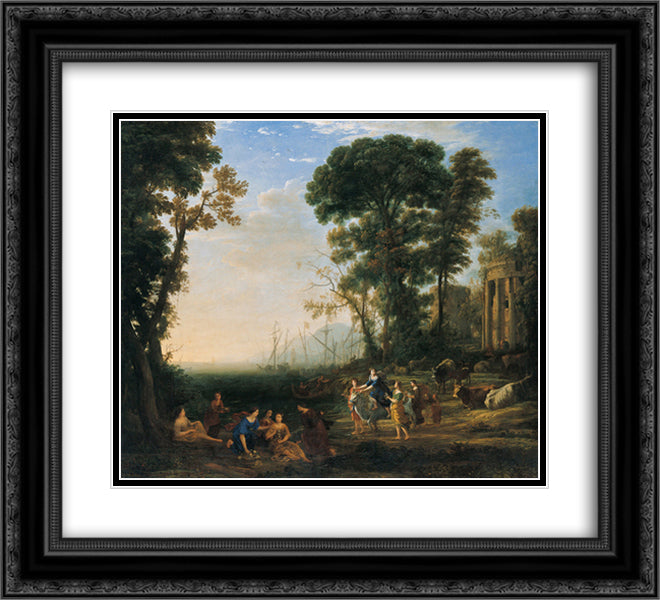 Coast Scene with Europa and the Bull 22x20 Black Ornate Wood Framed Art Print Poster with Double Matting by Lorrain, Claude