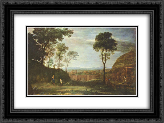 Easter Morning 24x18 Black Ornate Wood Framed Art Print Poster with Double Matting by Lorrain, Claude