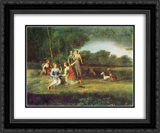 Egeria weeps over Numa 24x20 Black Ornate Wood Framed Art Print Poster with Double Matting by Lorrain, Claude