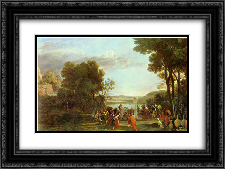 Landscape with the Adoration of the Golden Calf 24x18 Black Ornate Wood Framed Art Print Poster with Double Matting by Lorrain, Claude