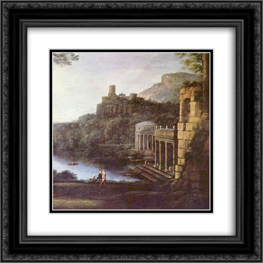 Landscape with the nymph Egeria and Numa 20x20 Black Ornate Wood Framed Art Print Poster with Double Matting by Lorrain, Claude