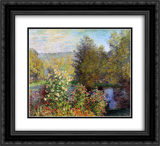 A Corner of the Garden at Montgeron 22x20 Black Ornate Wood Framed Art Print Poster with Double Matting by Monet, Claude