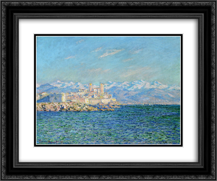 Antibes, Afternoon Effect 24x20 Black Ornate Wood Framed Art Print Poster with Double Matting by Monet, Claude