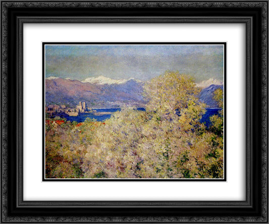 Antibes - View of the Salis Gardens 24x20 Black Ornate Wood Framed Art Print Poster with Double Matting by Monet, Claude