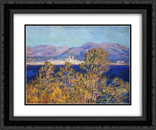 Antibes Seen from the Cape, Mistral Wind 24x20 Black Ornate Wood Framed Art Print Poster with Double Matting by Monet, Claude