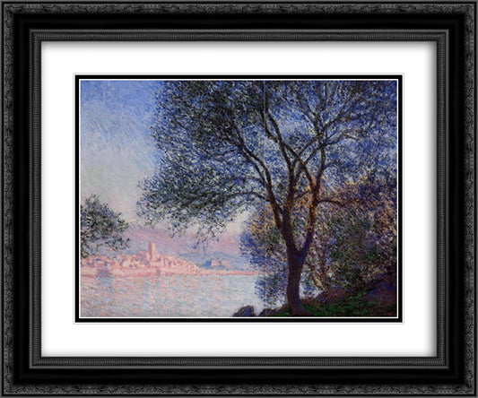 Antibes Seen from the Salis Gardens 02 24x20 Black Ornate Wood Framed Art Print Poster with Double Matting by Monet, Claude