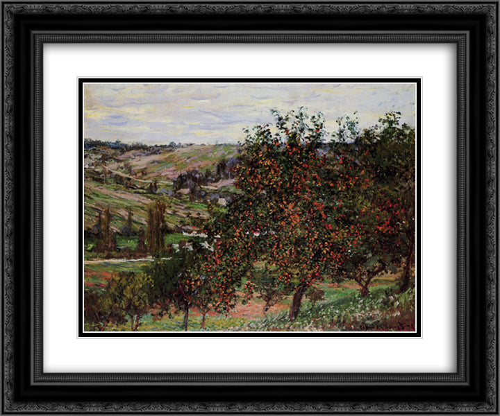 Apple Trees near Vetheuil 24x20 Black Ornate Wood Framed Art Print Poster with Double Matting by Monet, Claude