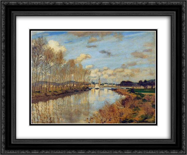 Argenteuil, Seen from the Small Arm of the Seine 24x20 Black Ornate Wood Framed Art Print Poster with Double Matting by Monet, Claude