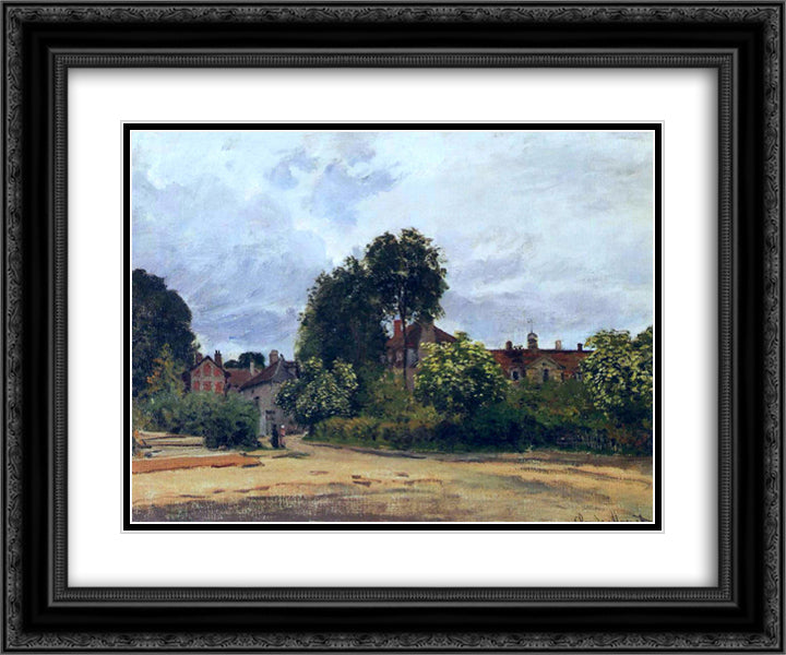 Argenteuil, the Hospice 24x20 Black Ornate Wood Framed Art Print Poster with Double Matting by Monet, Claude