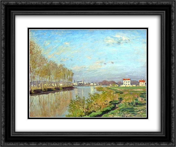 Argenteuil, The Seine 24x20 Black Ornate Wood Framed Art Print Poster with Double Matting by Monet, Claude