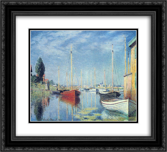 Argenteuil. Yachts 02 22x20 Black Ornate Wood Framed Art Print Poster with Double Matting by Monet, Claude