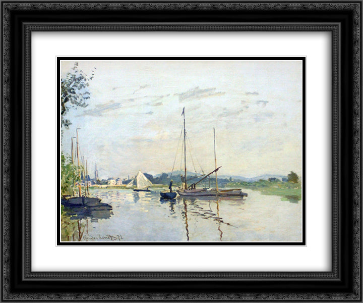 Argenteuil 24x20 Black Ornate Wood Framed Art Print Poster with Double Matting by Monet, Claude