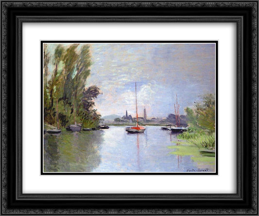 Argenteuil Seen from the Small Arm of the Seine 24x20 Black Ornate Wood Framed Art Print Poster with Double Matting by Monet, Claude