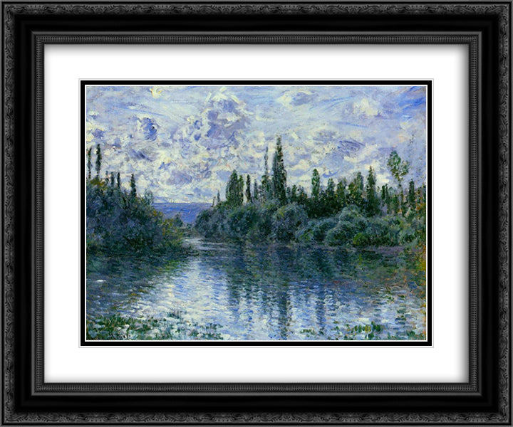 Arm of the Seine near Vetheuil 24x20 Black Ornate Wood Framed Art Print Poster with Double Matting by Monet, Claude