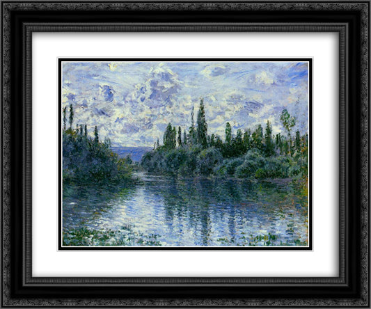 Arm of the Seine near Vetheuil 24x20 Black Ornate Wood Framed Art Print Poster with Double Matting by Monet, Claude