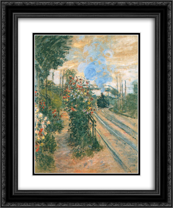 Arriving at Montegeron 20x24 Black Ornate Wood Framed Art Print Poster with Double Matting by Monet, Claude