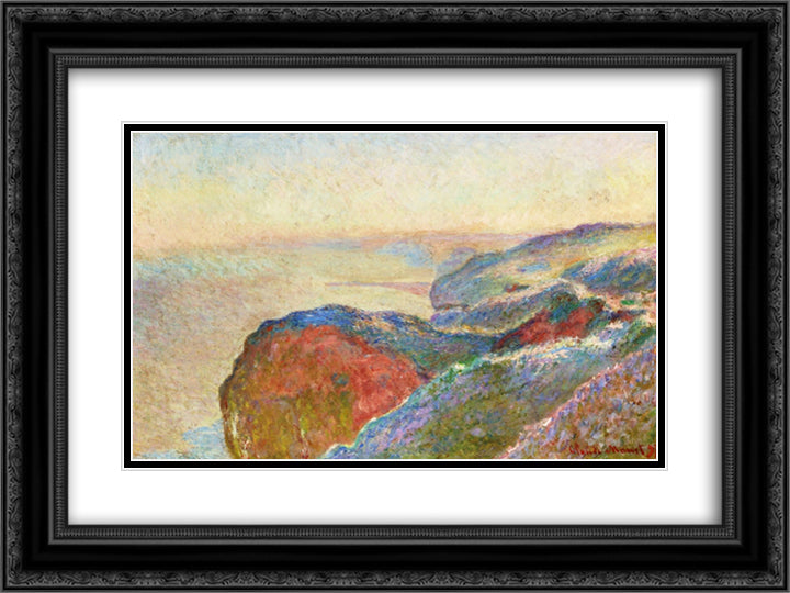 At Val Saint-Nicolas near Dieppe, Morning 24x18 Black Ornate Wood Framed Art Print Poster with Double Matting by Monet, Claude