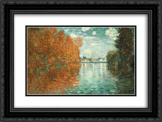 Autumn Effect at Argenteuil 24x18 Black Ornate Wood Framed Art Print Poster with Double Matting by Monet, Claude