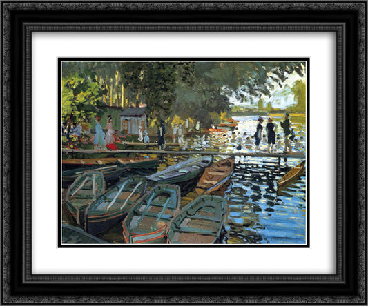 Bathers at La Grenouillere 24x20 Black Ornate Wood Framed Art Print Poster with Double Matting by Monet, Claude