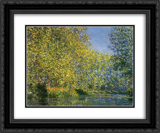 Bend in the River Epte 24x20 Black Ornate Wood Framed Art Print Poster with Double Matting by Monet, Claude