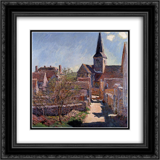 Bennecourt 20x20 Black Ornate Wood Framed Art Print Poster with Double Matting by Monet, Claude