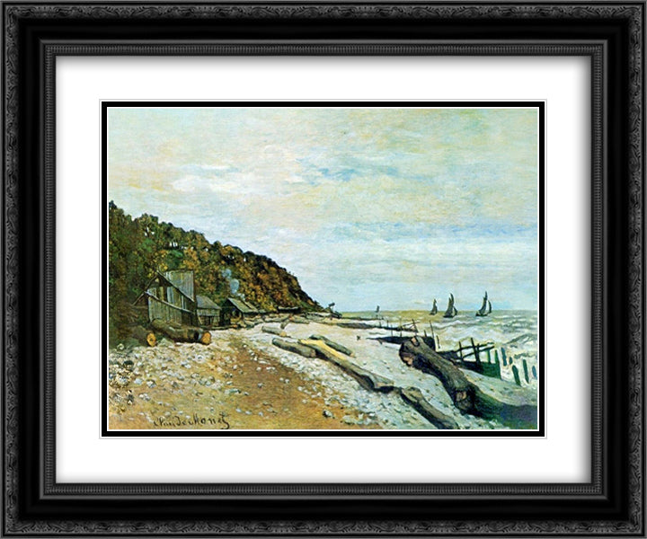 Boatyard near Honfleur 24x20 Black Ornate Wood Framed Art Print Poster with Double Matting by Monet, Claude