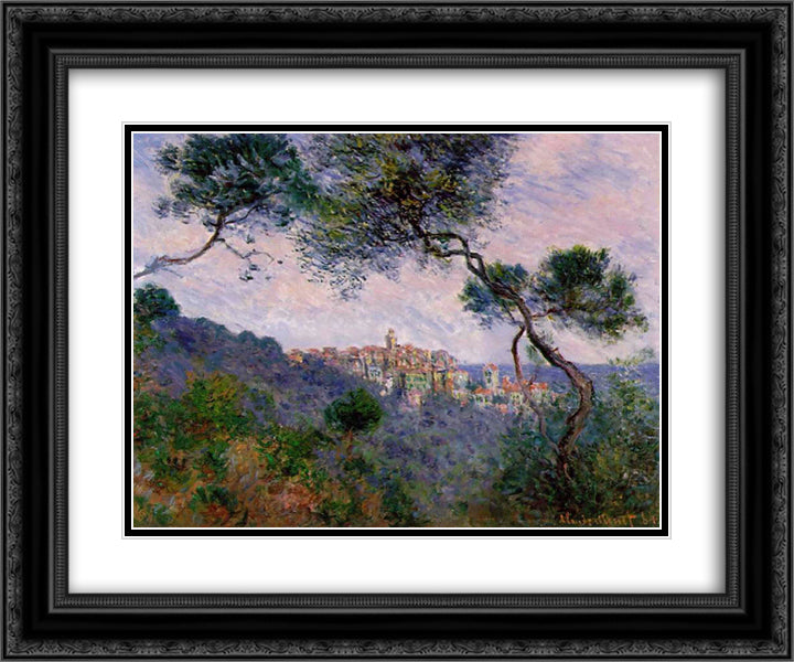 Bordighera, Italy 24x20 Black Ornate Wood Framed Art Print Poster with Double Matting by Monet, Claude